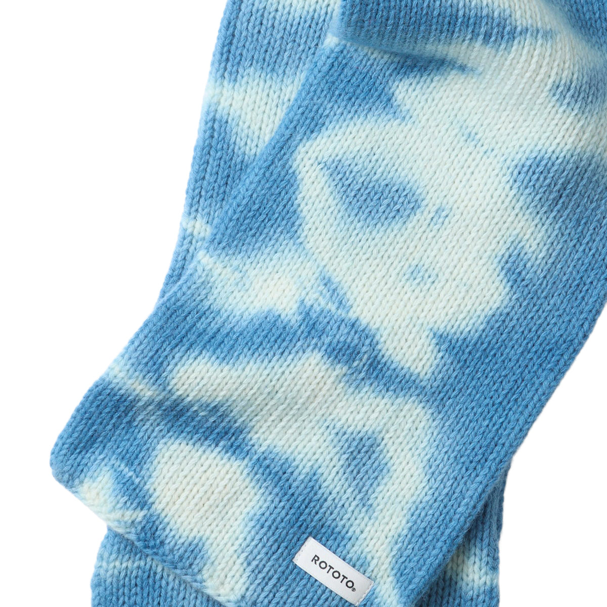 ROTOTO ロトト AIZOME INDIGO HANMO WOOL CHUNKY SHORT SCARF 藍染 × ウール チャンキーショートスカーフ R5202-262 INDIGO/IVORY