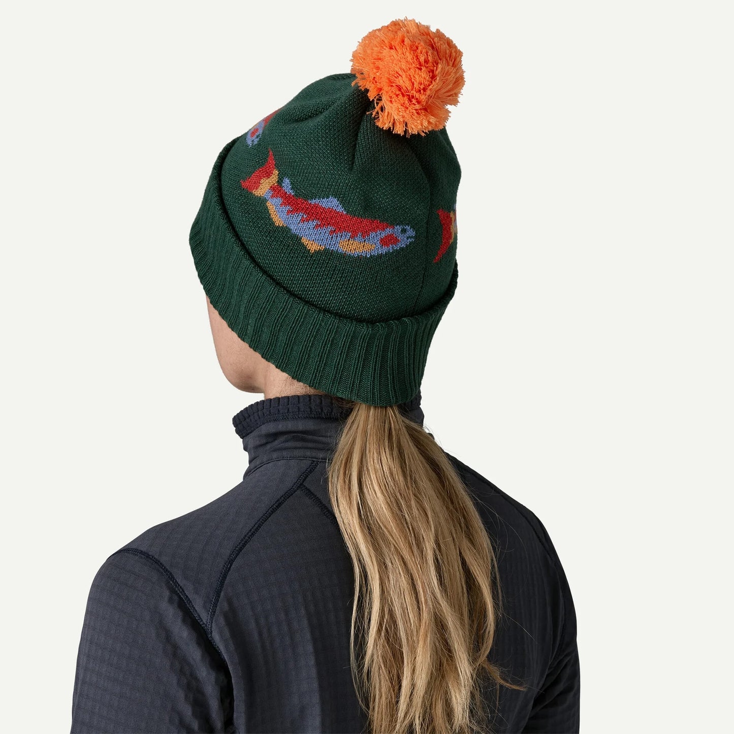 【DM便190円】Patagonia パタゴニア Powder Town Beanie パウダー・タウン・ビーニー 29187 Salmon Energy Stripe: Old Growth Green