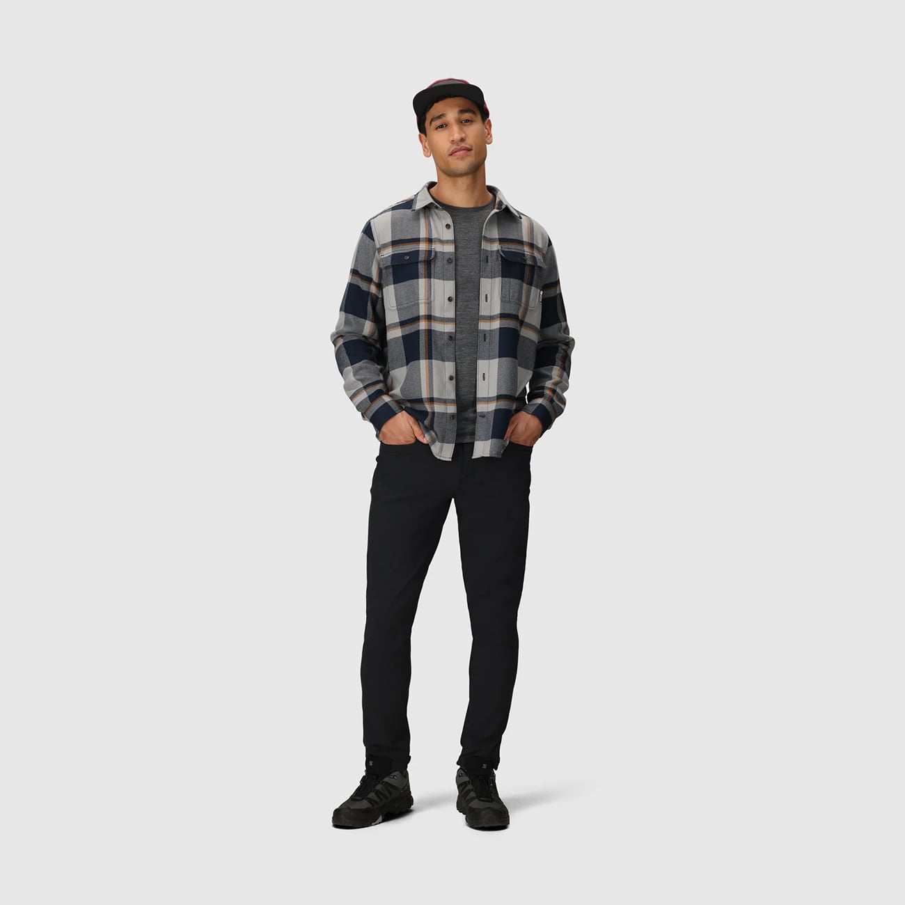 OUTDOOR RESEARCH アウトドアリサーチ Men's Feedback Flannel Twill Shirt フィードバックツイルシャツ Dark Navy Plaid ダークネイビー