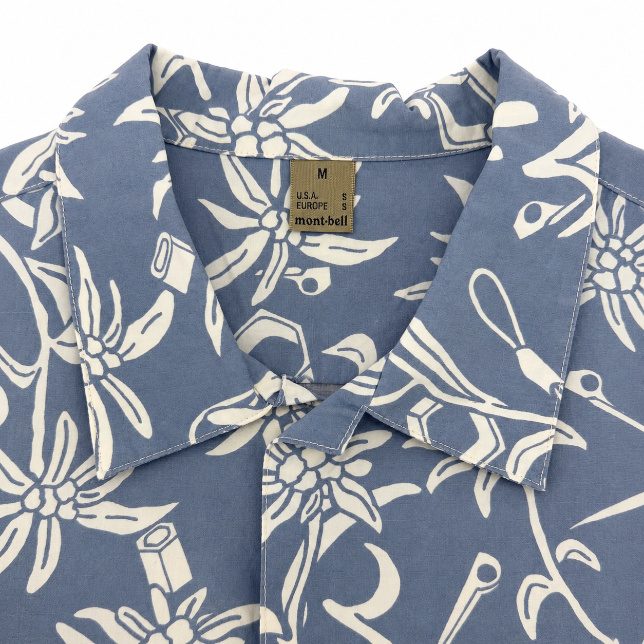 mont-bell モンベル FLOWER & OUTDOOR GEAR PATTERN S/S SHIRT