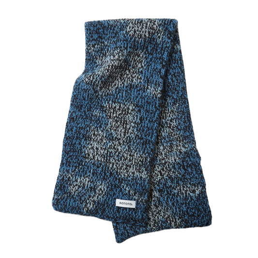 ROTOTO ロトト AIZOME INDIGO HANMO WOOL CHUNKY SHORT SCARF 藍染 × ウール チャンキーショートスカーフ R5202-262 INDIGO/BLACK MARL