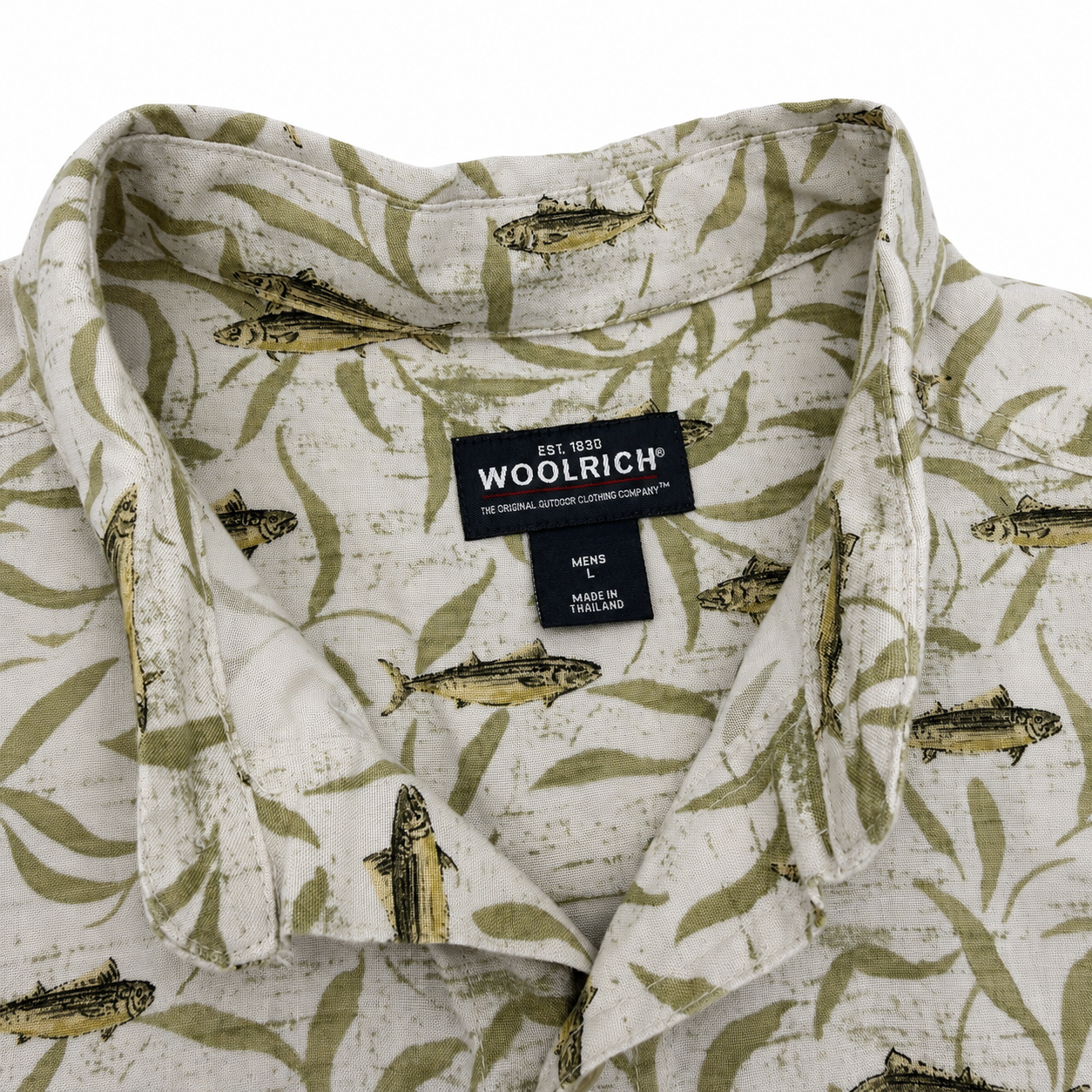 WOOLRICH ウールリッチ FISH & LEAF PATTERN S/S SHIRT 魚柄コットンシャツ