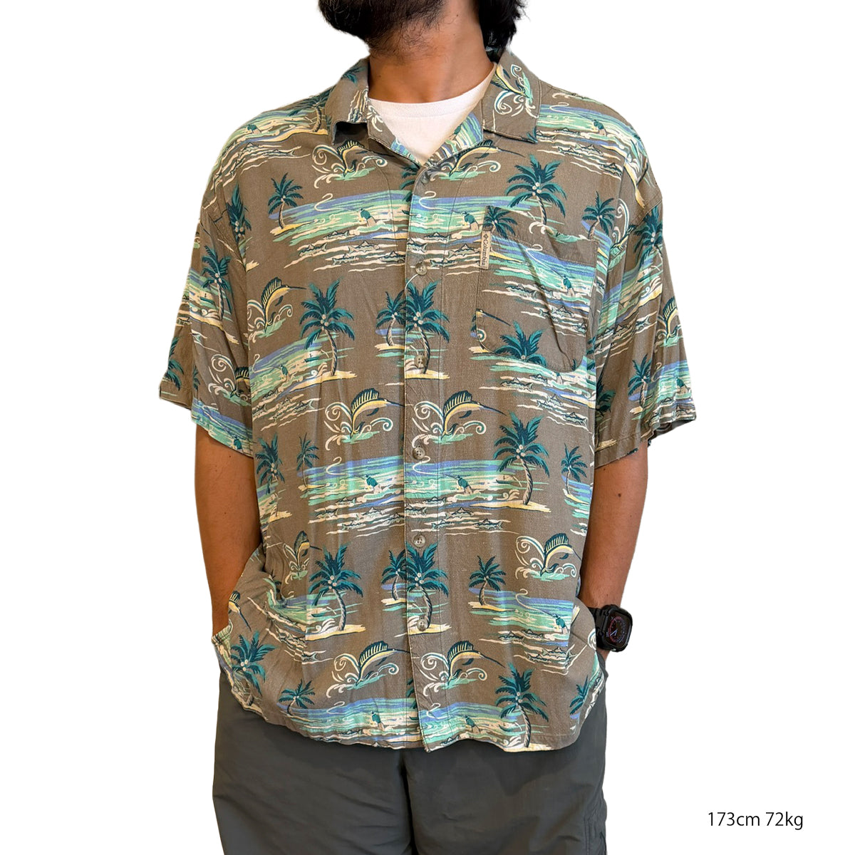 COLUMBIA コロンビア TROPICAL FISHING PATTERN S/S SHIRT