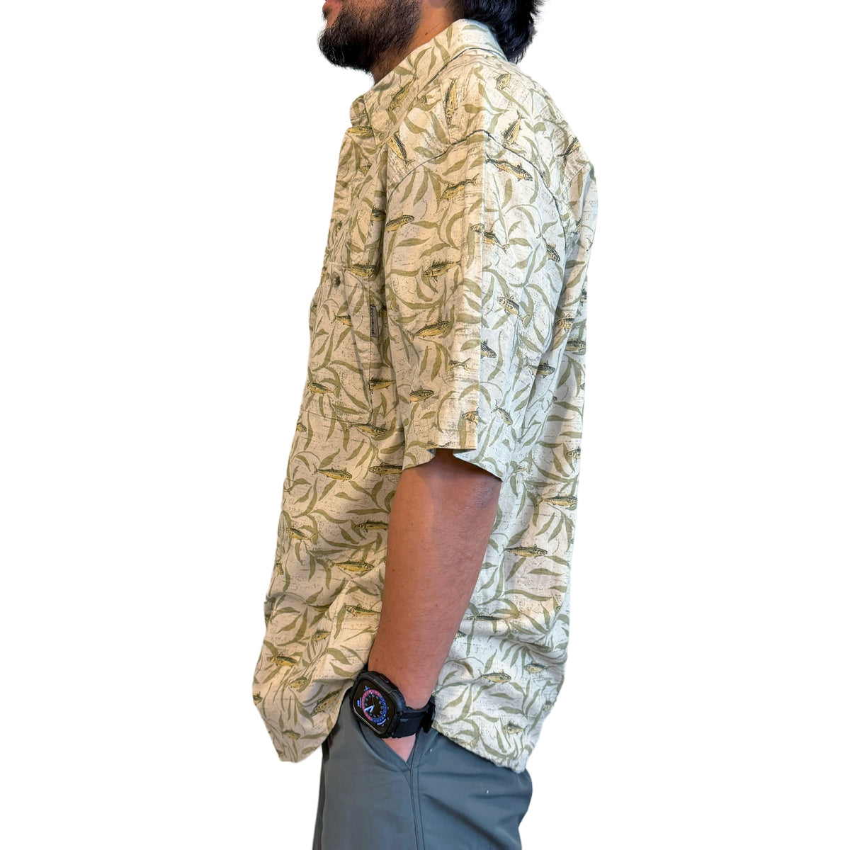 WOOLRICH ウールリッチ FISH & LEAF PATTERN S/S SHIRT 魚柄コットンシャツ