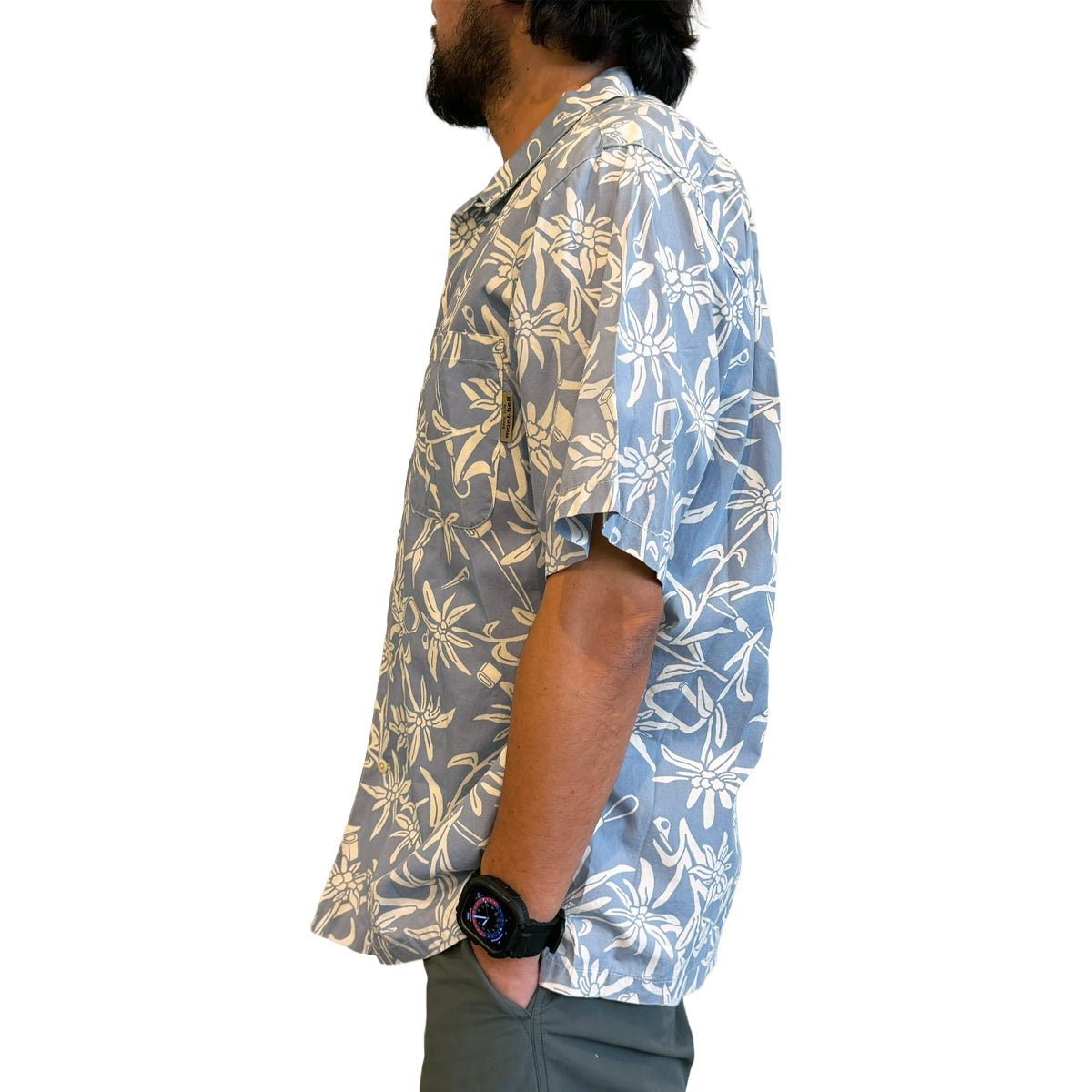 mont-bell モンベル FLOWER & OUTDOOR GEAR PATTERN S/S SHIRT