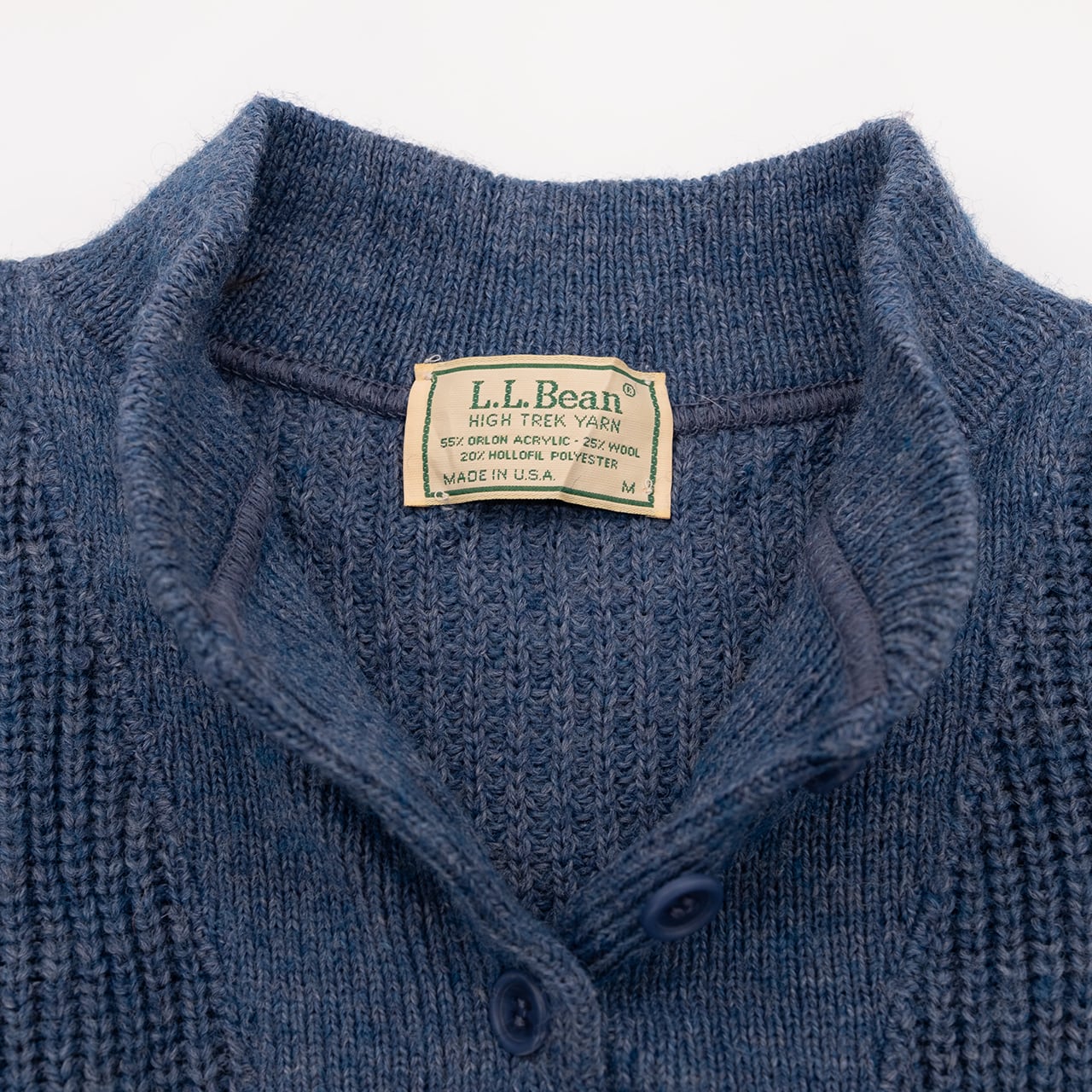 【USED】80s L.L.Bean Henley neck Sweater ヘンリーネックニットセーター made in USA