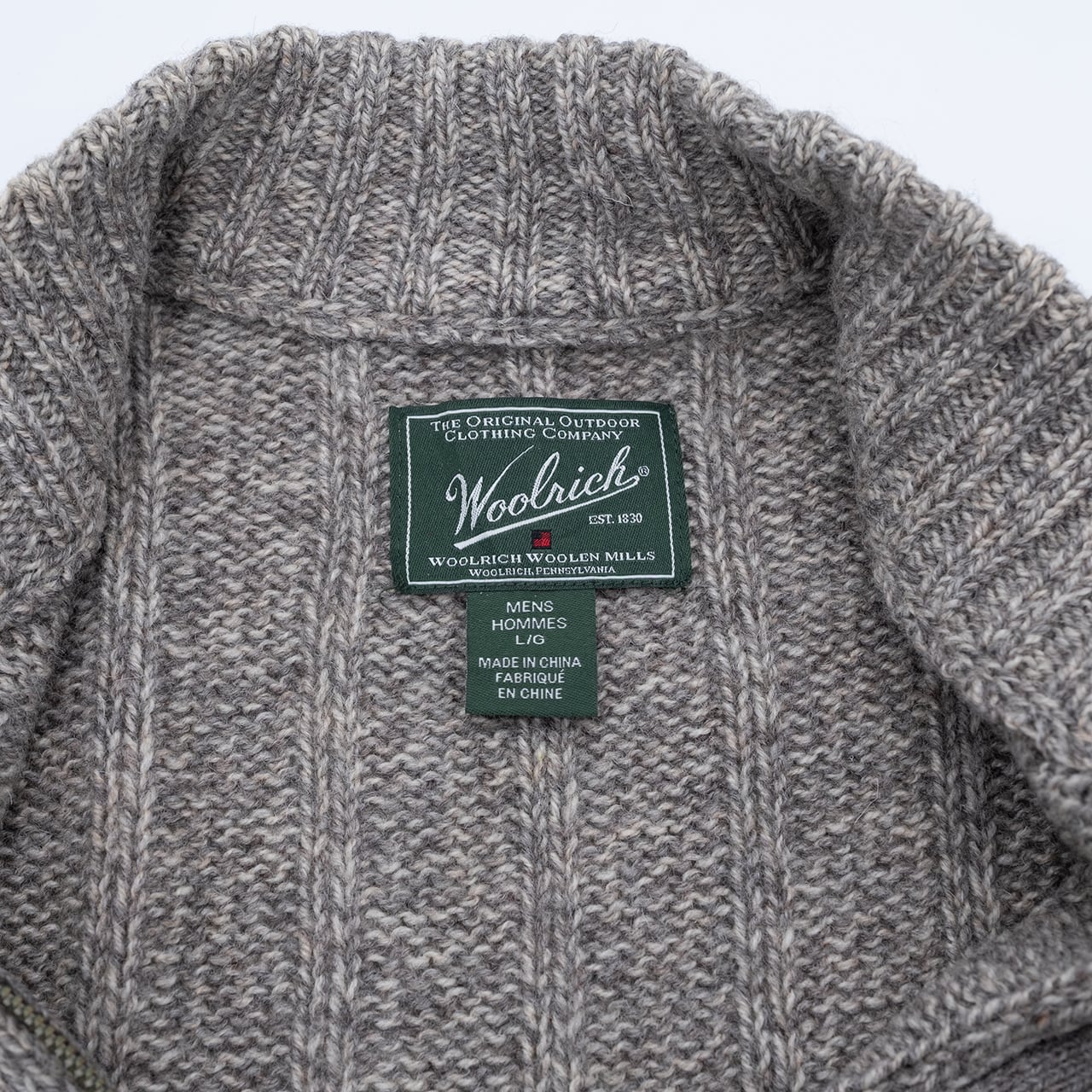 【USED】90s WOOLRICH Full Zip Knit Sweater ウールリッチ フルジップ ニットセーター