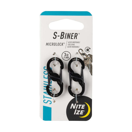【DM便190円】NITE IZE ナイトアイズ エスビナー マイクロロックスチール ブラック 2P S-BINER? MICROLOCK STAINLESS STEEL