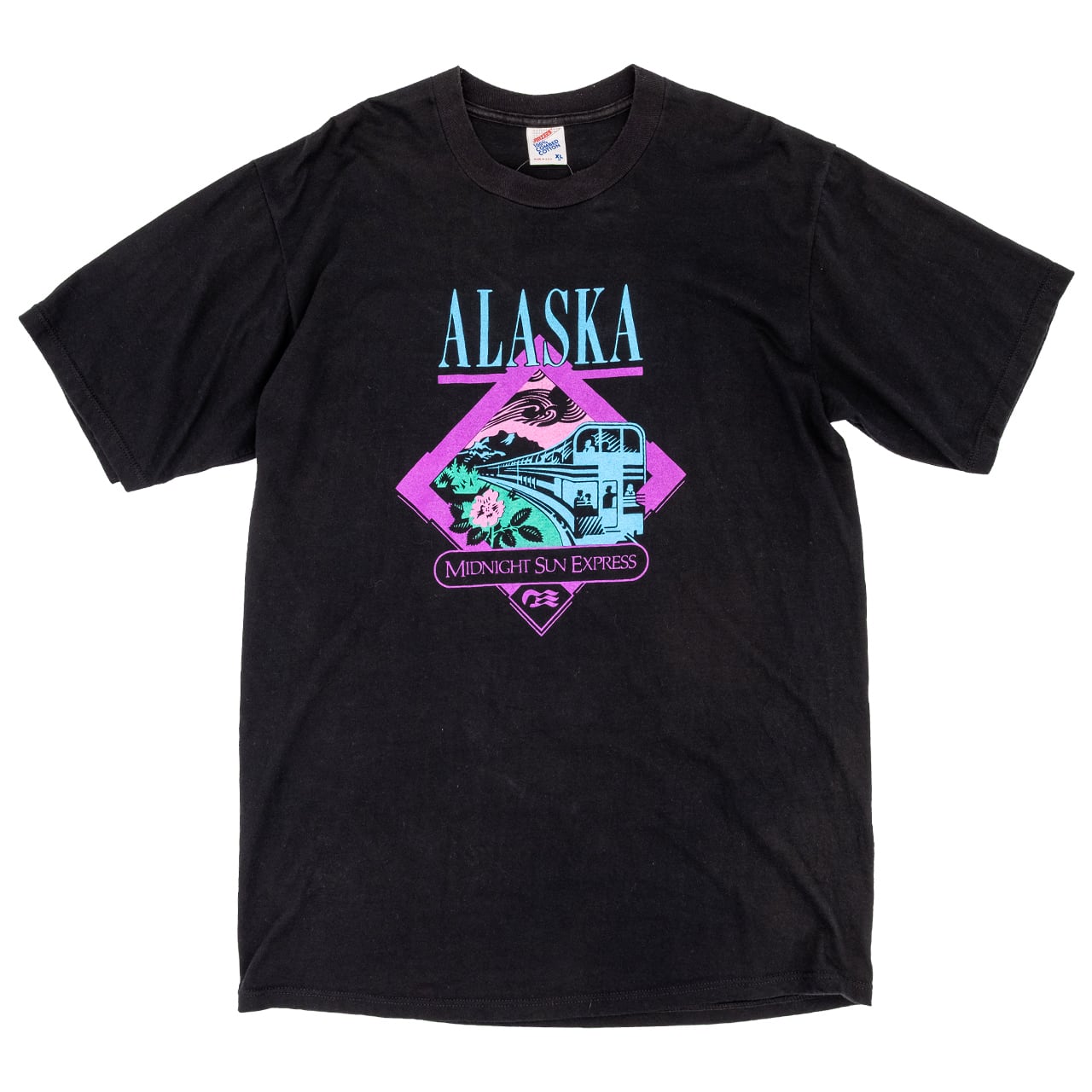 【USED】90s Vintage Jerzees Alaska Midnight Sun Express T-Shirt アラスカ ミッドナイト・サン・エクスプレス Tシャツ