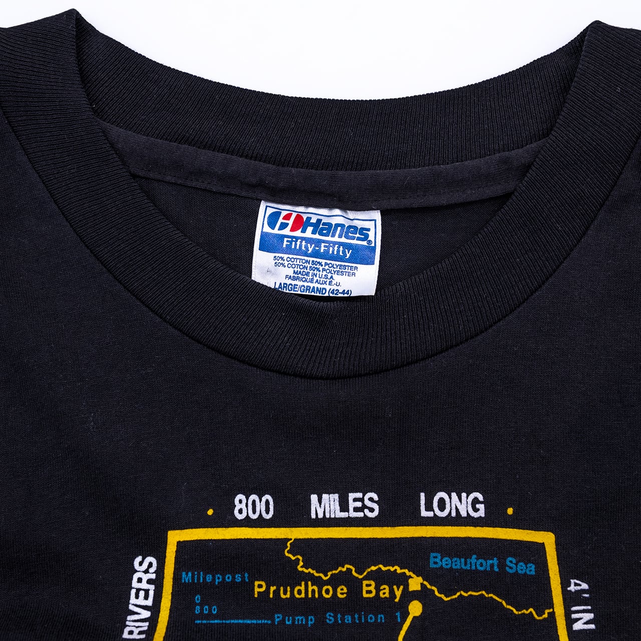 【USED】90s Hanes Fifty-Fifty Trans Alaska Pipeline T-Shirt USA製