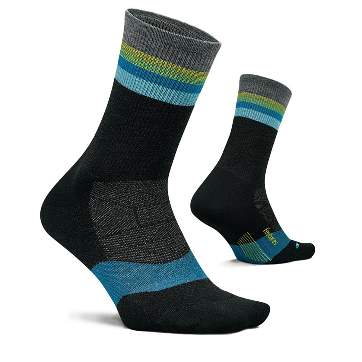 Feetures フィーチャーズ Merino 10 Max Cushion Mini Crew Luminous Black