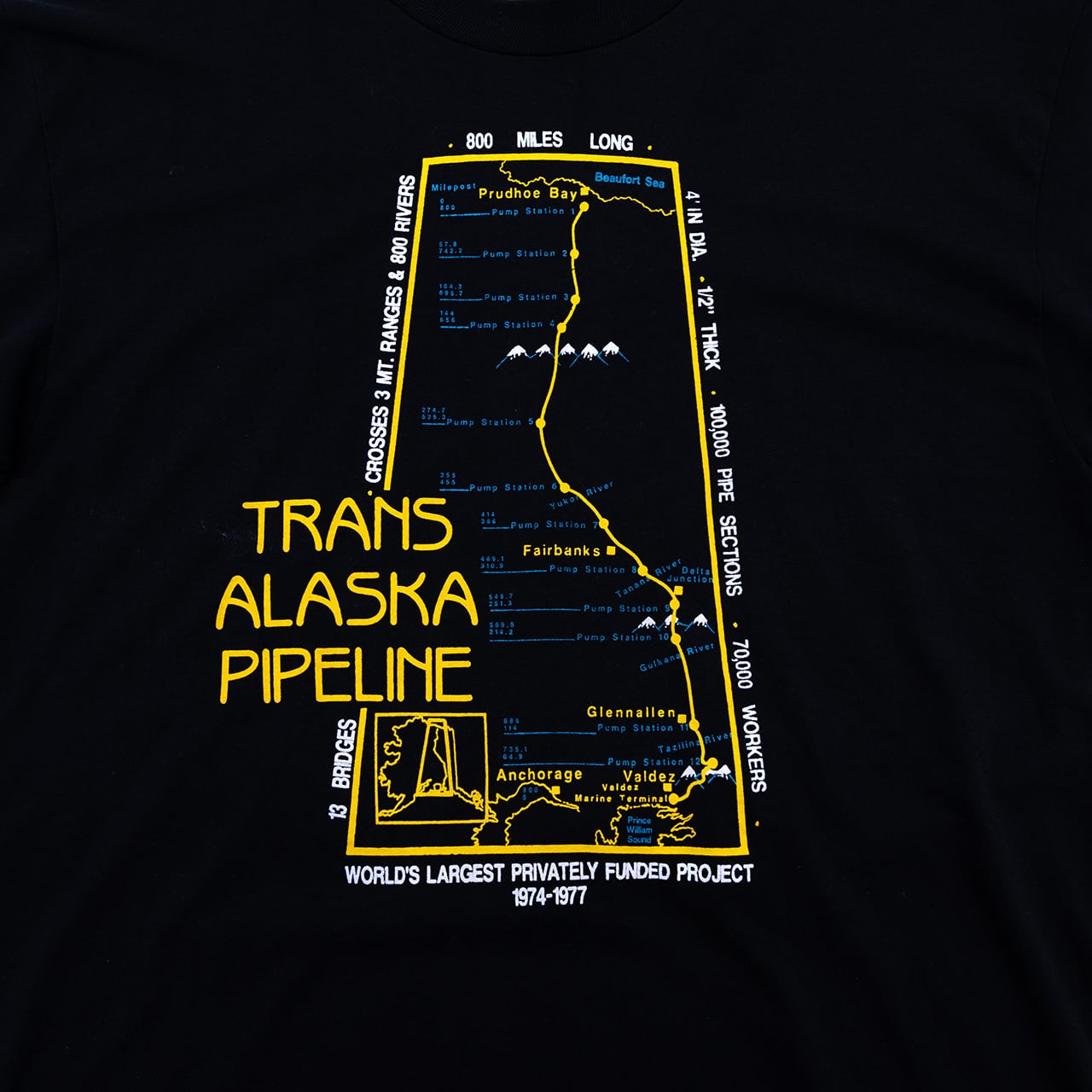 【USED】90s Hanes Fifty-Fifty Trans Alaska Pipeline T-Shirt USA製