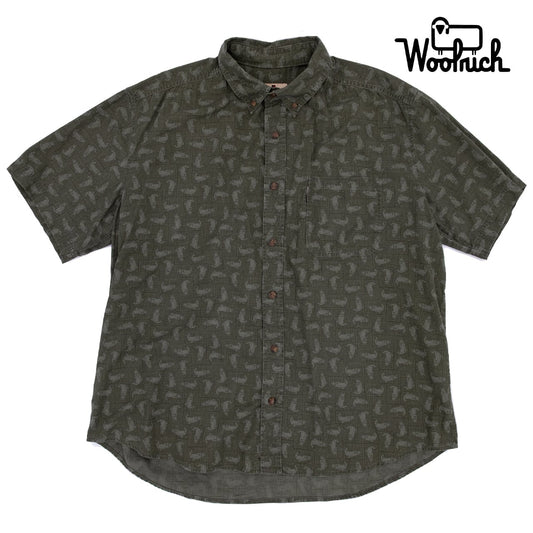 【USED】90s WOOLRICH All-Over Trout Print Short Sleeve Shirt ウールリッチ トラウト柄 半袖シャツ