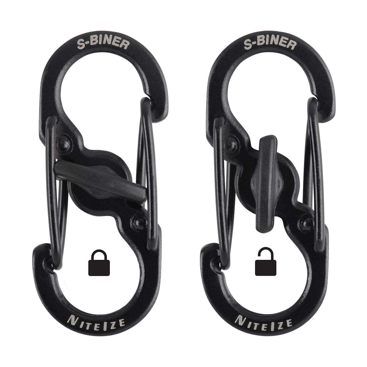 【DM便190円】NITE IZE ナイトアイズ エスビナー マイクロロックスチール ブラック 2P S-BINER? MICROLOCK STAINLESS STEEL