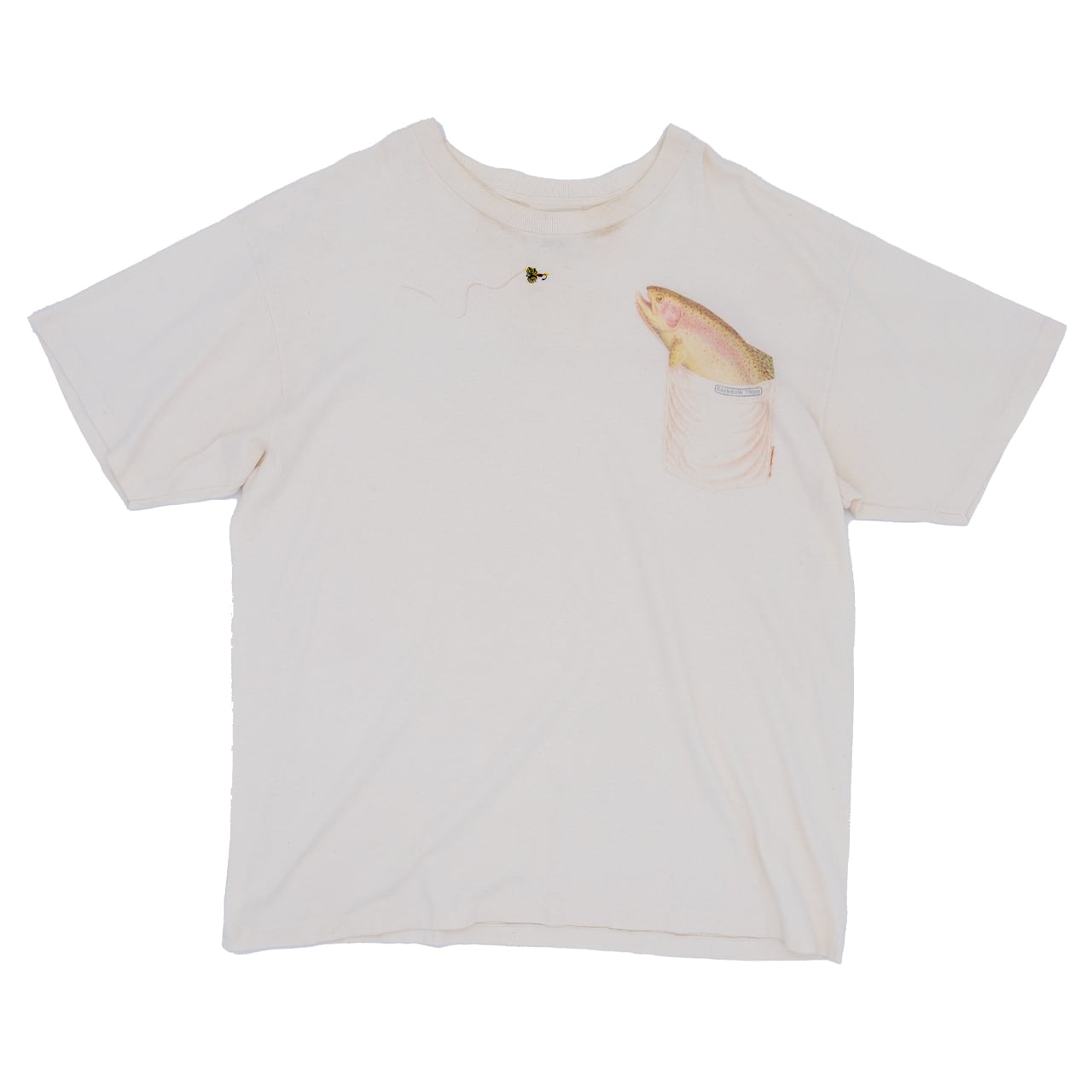 【USED】90s ECOSPORT Rainbow Trout Pocket Print T-Shirt