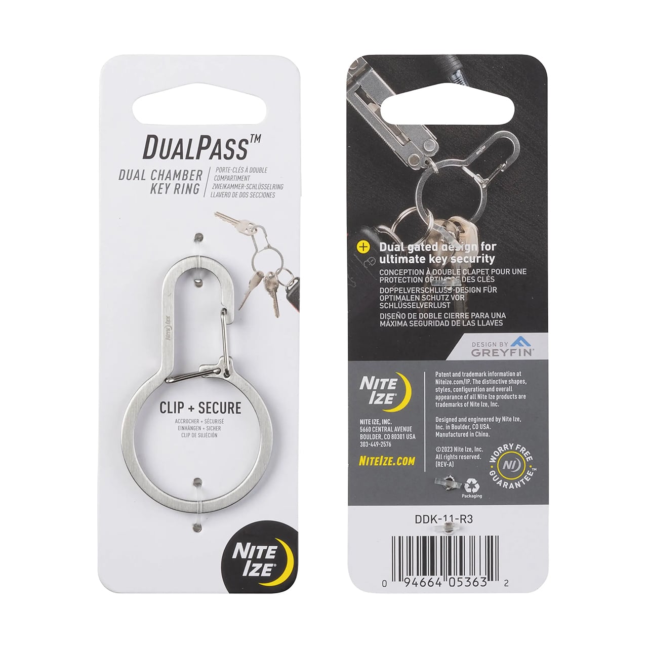 【DM便190円】NITE IZE ナイトアイズ DUALPASS DUAL CHAMBER KEY RING デュアルパス　キーリング　ステンレスシルバー