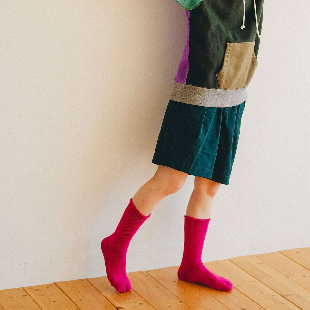 【DM便190円】NODAL Brushed Pile Socks（Berry） 裏起毛のパイルソックス NDY10