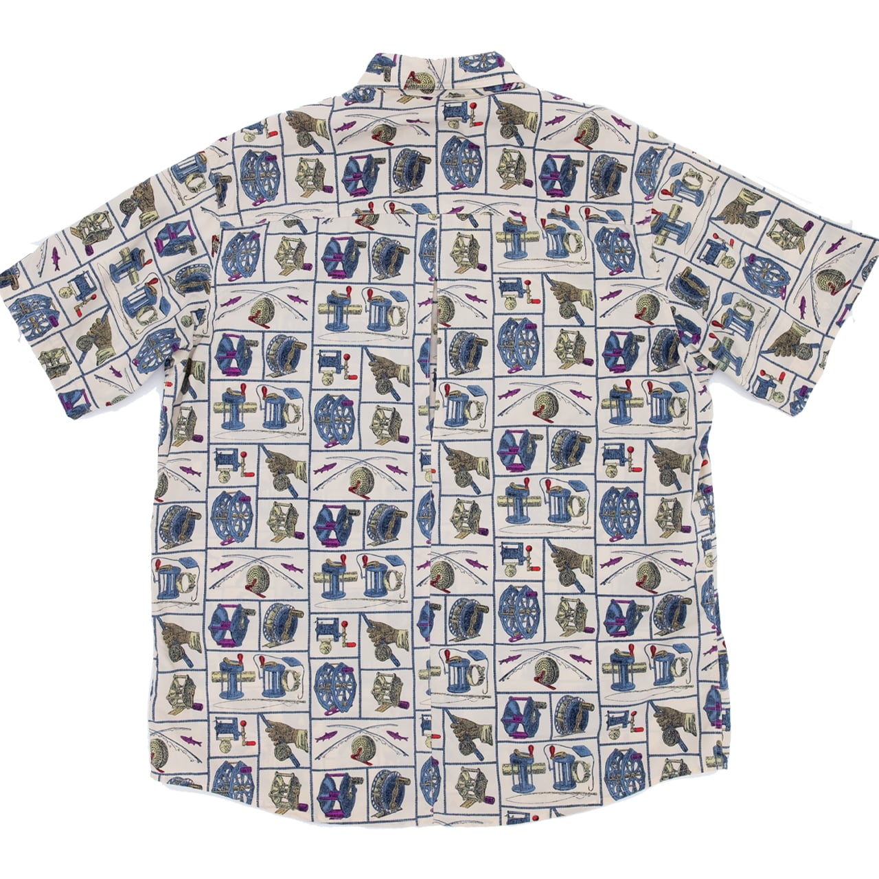 【USED】90s WOOLRICH All-Over Fishing Gear Print Short Sleeve Shirt ウールリッチ フィッシングギア総柄 半袖シャツ