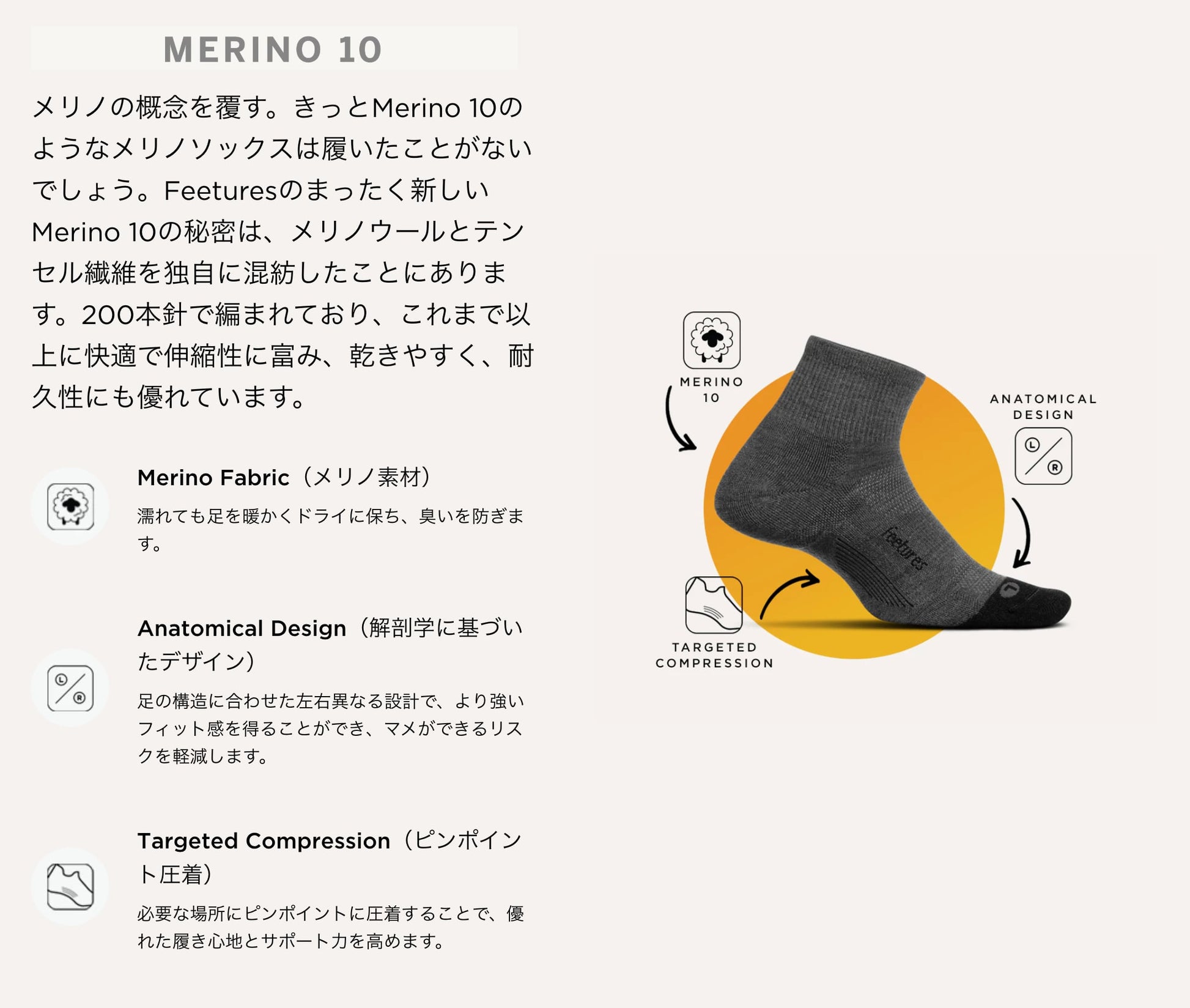 Feetures フィーチャーズ Merino 10 Max Cushion Mini Crew Luminous Black