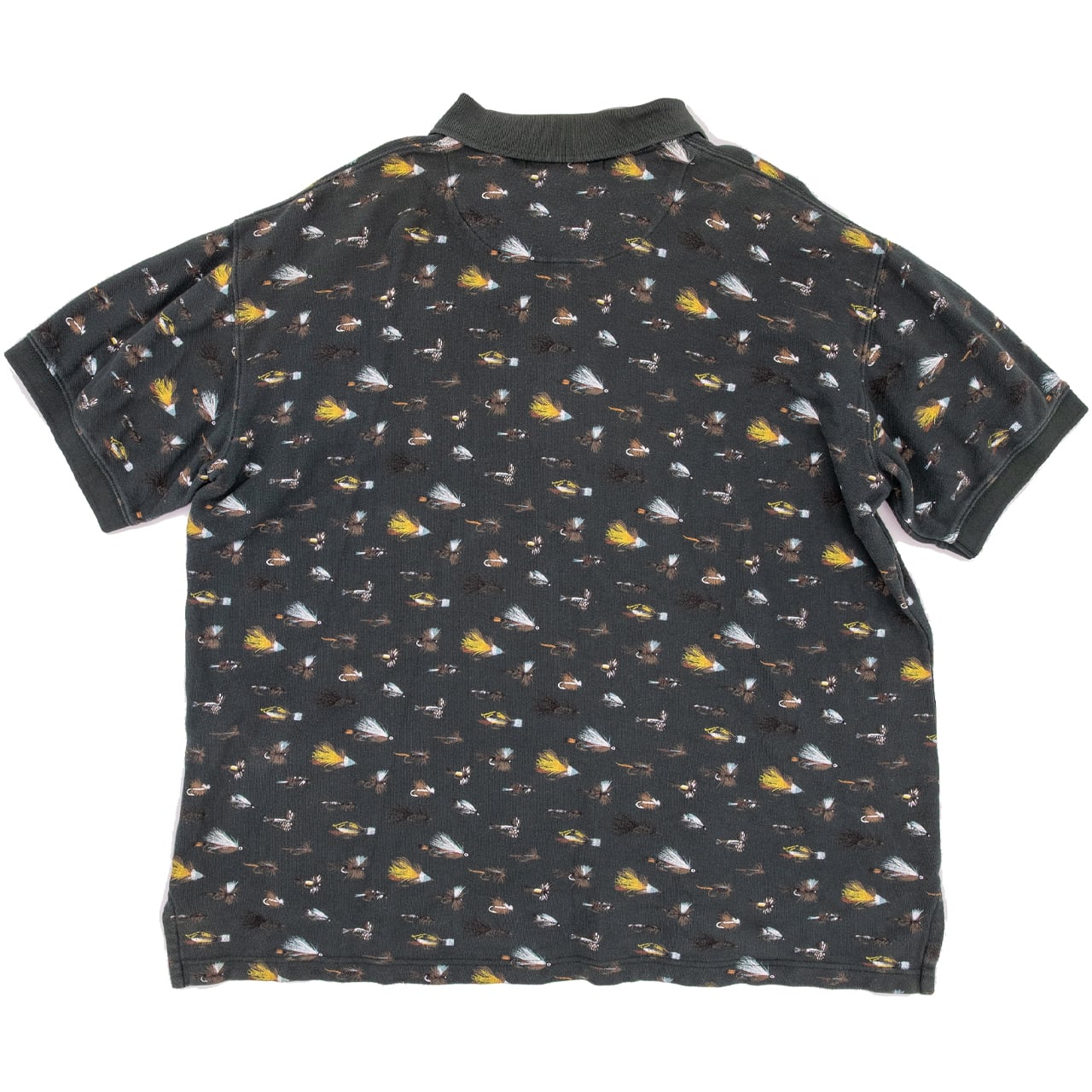 【USED】90s ORVIS Fly Pattern All-Over Print Polo Shirt オービス フライパターン総柄 ポロシャツ