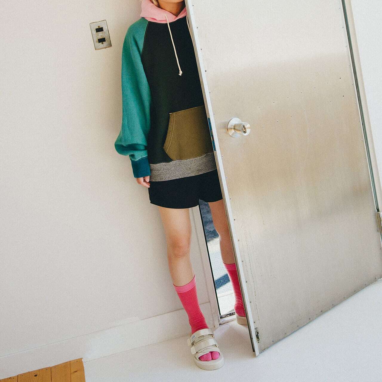 【DM便190円】NODAL Merino Wool Stripe Socks（Pink） ノーダル メリノウール ストライプソックス ピンク NDY06