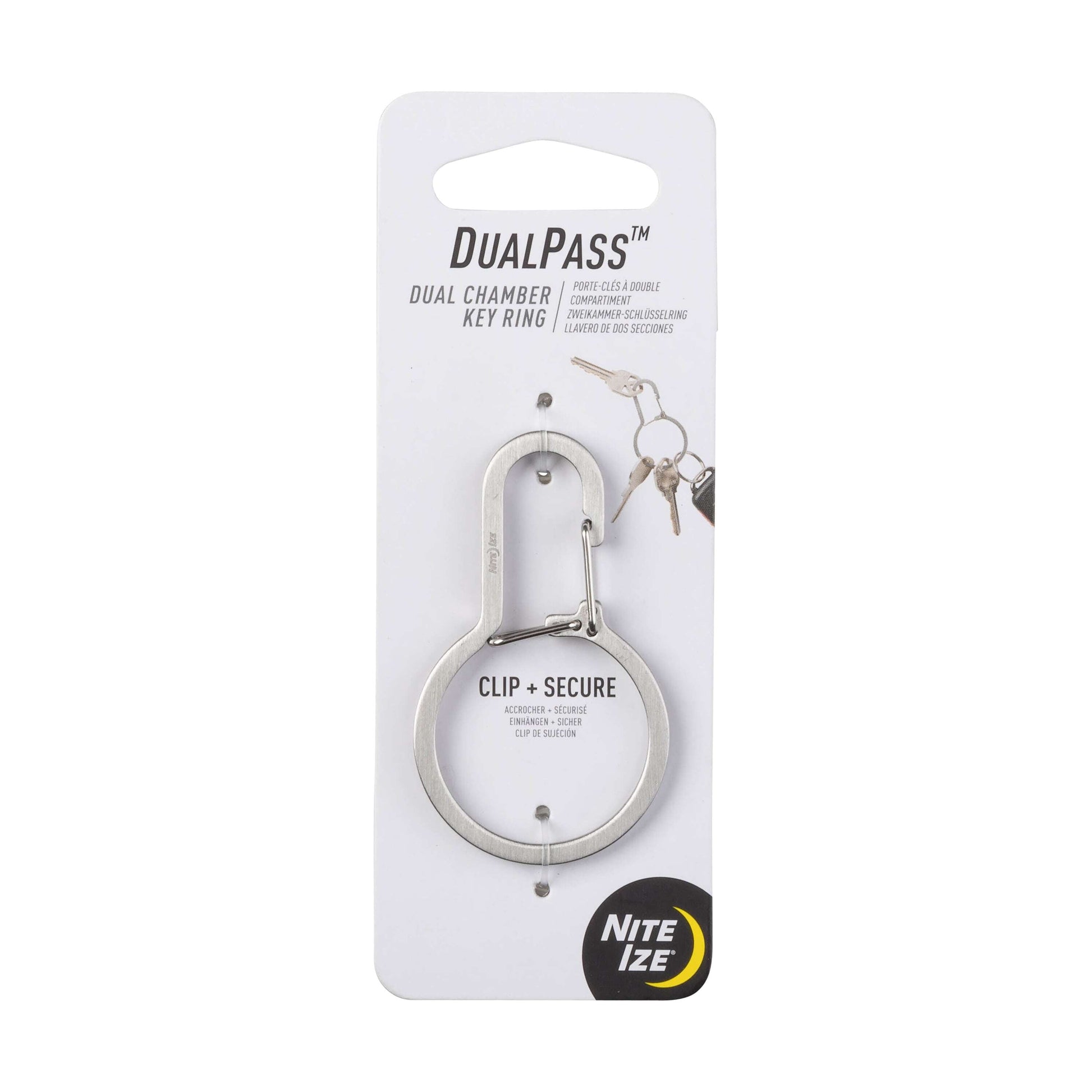 【DM便190円】NITE IZE ナイトアイズ DUALPASS DUAL CHAMBER KEY RING デュアルパス　キーリング　ステンレスシルバー