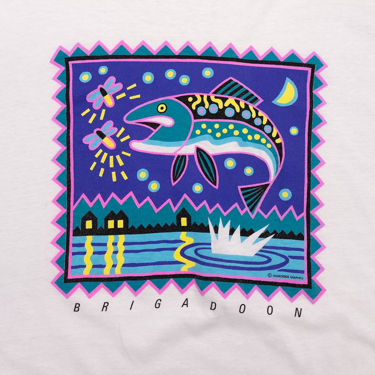 【USED】90s Hanes BEEFY-T "Brigadoon" Fantasy Fish Print T USA製