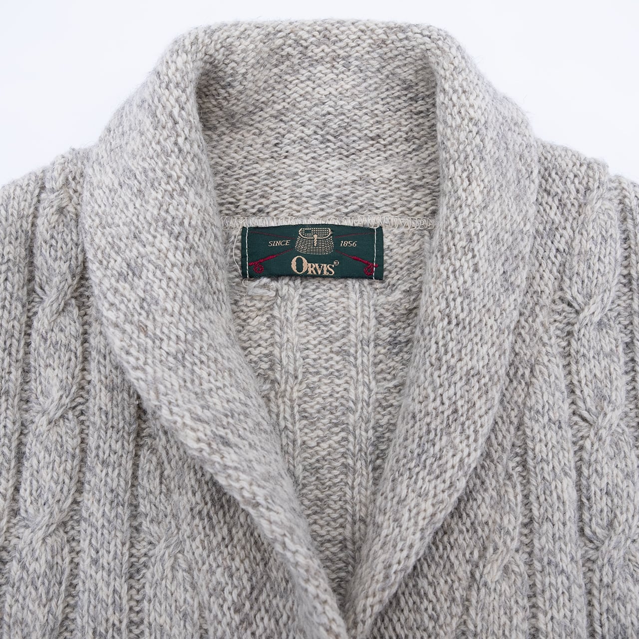 【USED】90s ORVIS Cable Knit Shawl Collar Cardigan オービス ケーブルニット ショールカラーカーディガン