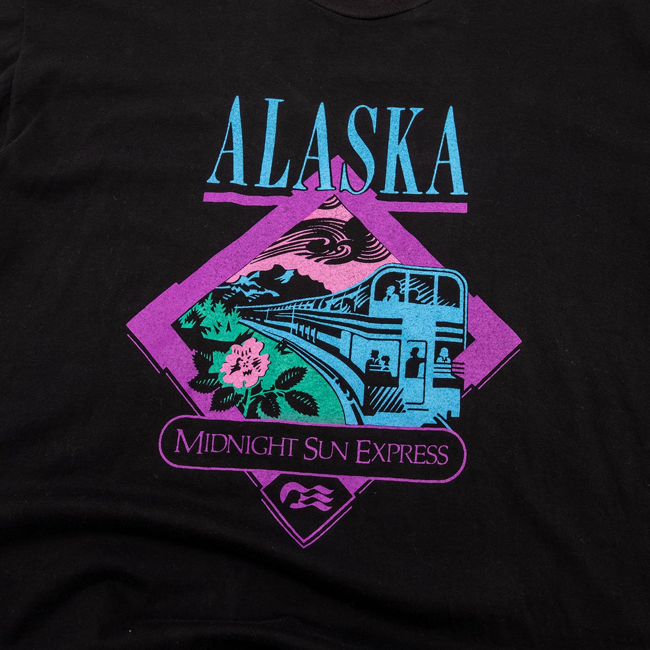 【USED】90s Vintage Jerzees Alaska Midnight Sun Express T-Shirt アラスカ ミッドナイト・サン・エクスプレス Tシャツ