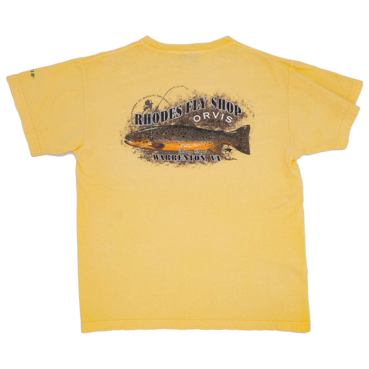 【USED】00s ORVIS "Rhodes Fly Shop" Brown Trout Graphic T-Shirt オービス トラウトプリントTシャツ