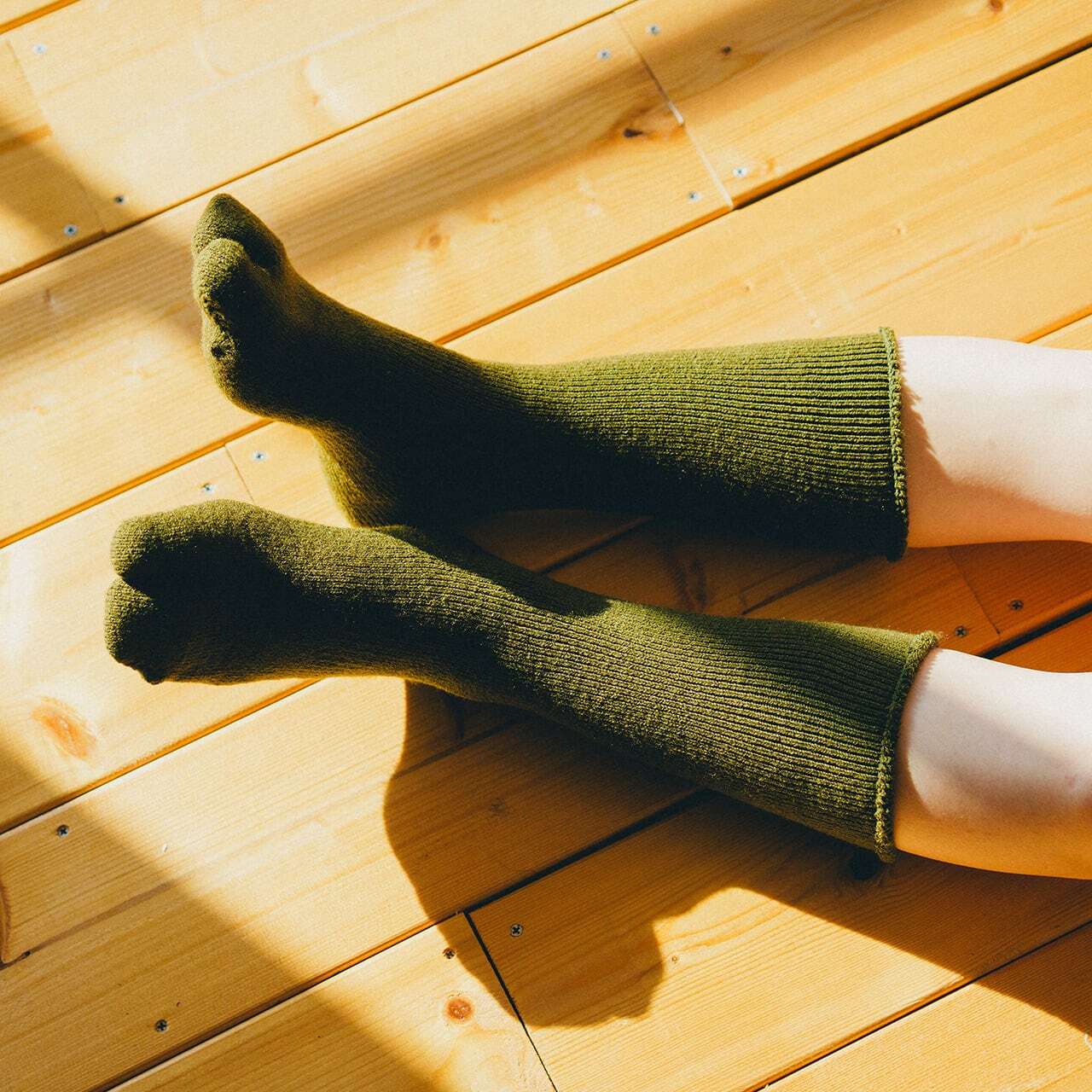 【DM便190円】NODAL Brushed Pile Socks（Army Green） 裏起毛のパイルソックス NDY10