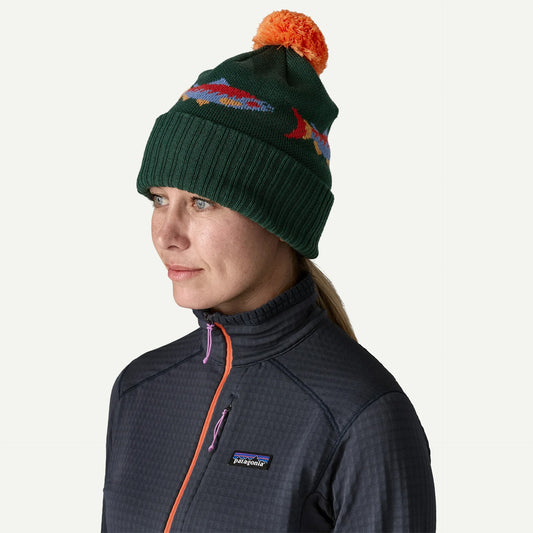 【DM便190円】Patagonia パタゴニア Powder Town Beanie パウダー・タウン・ビーニー 29187 Salmon Energy Stripe: Old Growth Green