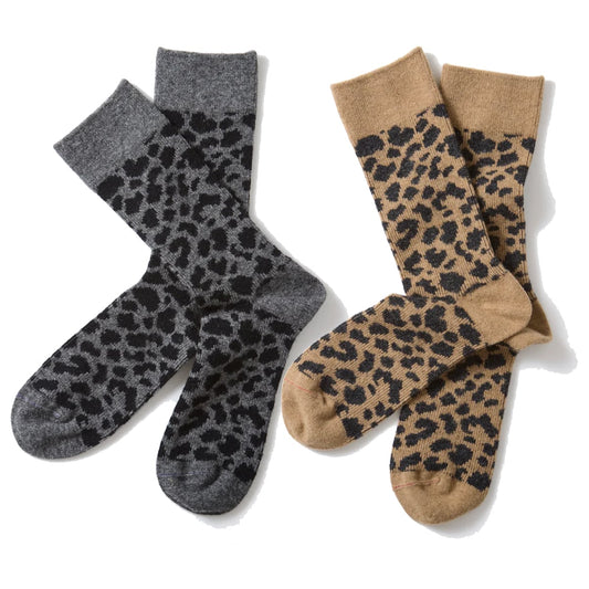 【DM便190円】ROTOTO ロトト LEOPARD PATTERN MERINO SOCKS レオパードパターン メリノソックス R1627-252