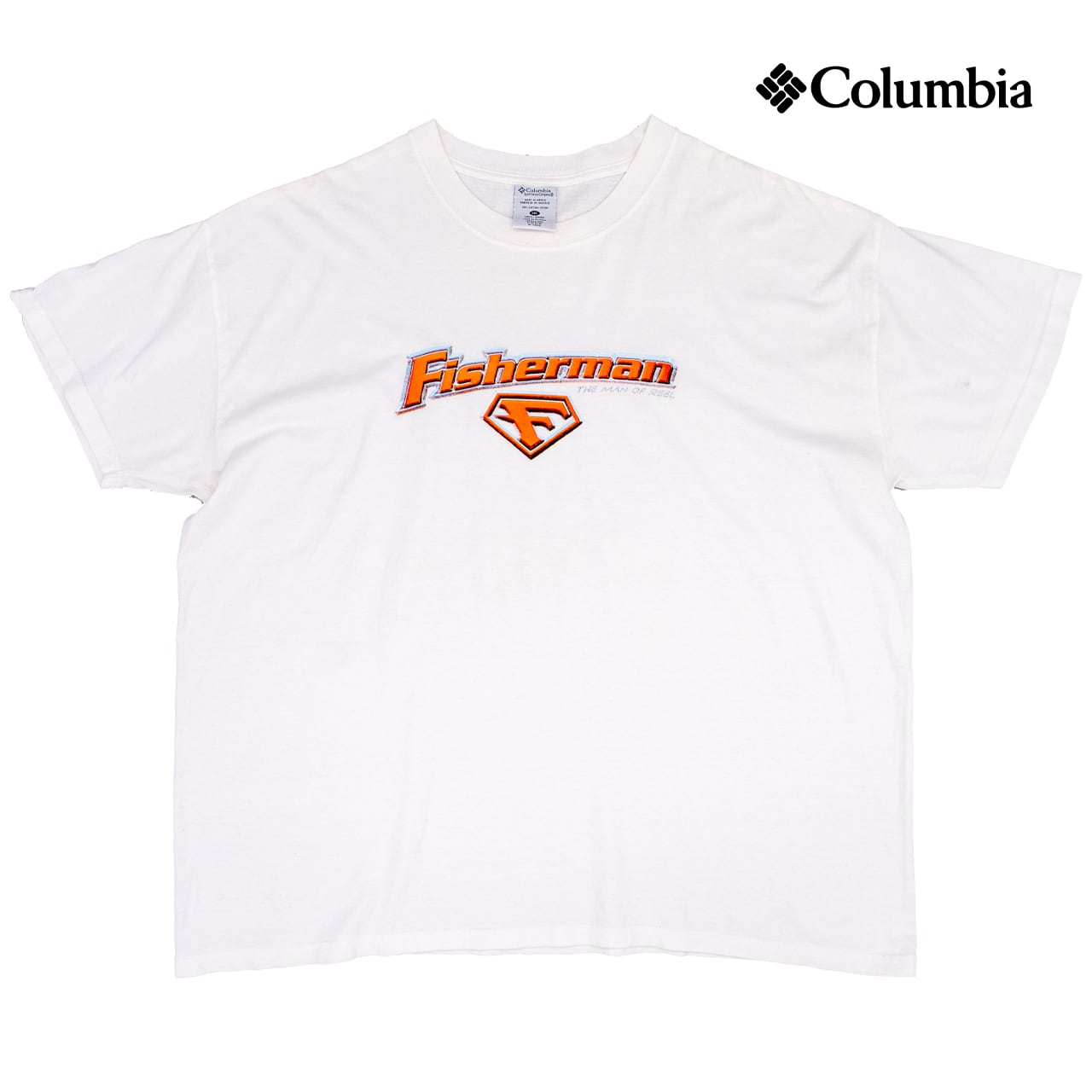 【USED】90s Columbia Fisherman "The Man of Reel" Graphic Tee コロンビア フィッシャーマンTシャツ