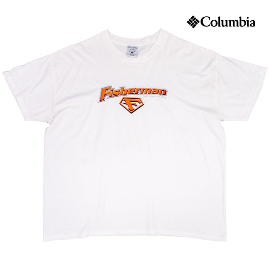 【USED】90s Columbia Fisherman "The Man of Reel" Graphic Tee コロンビア フィッシャーマンTシャツ