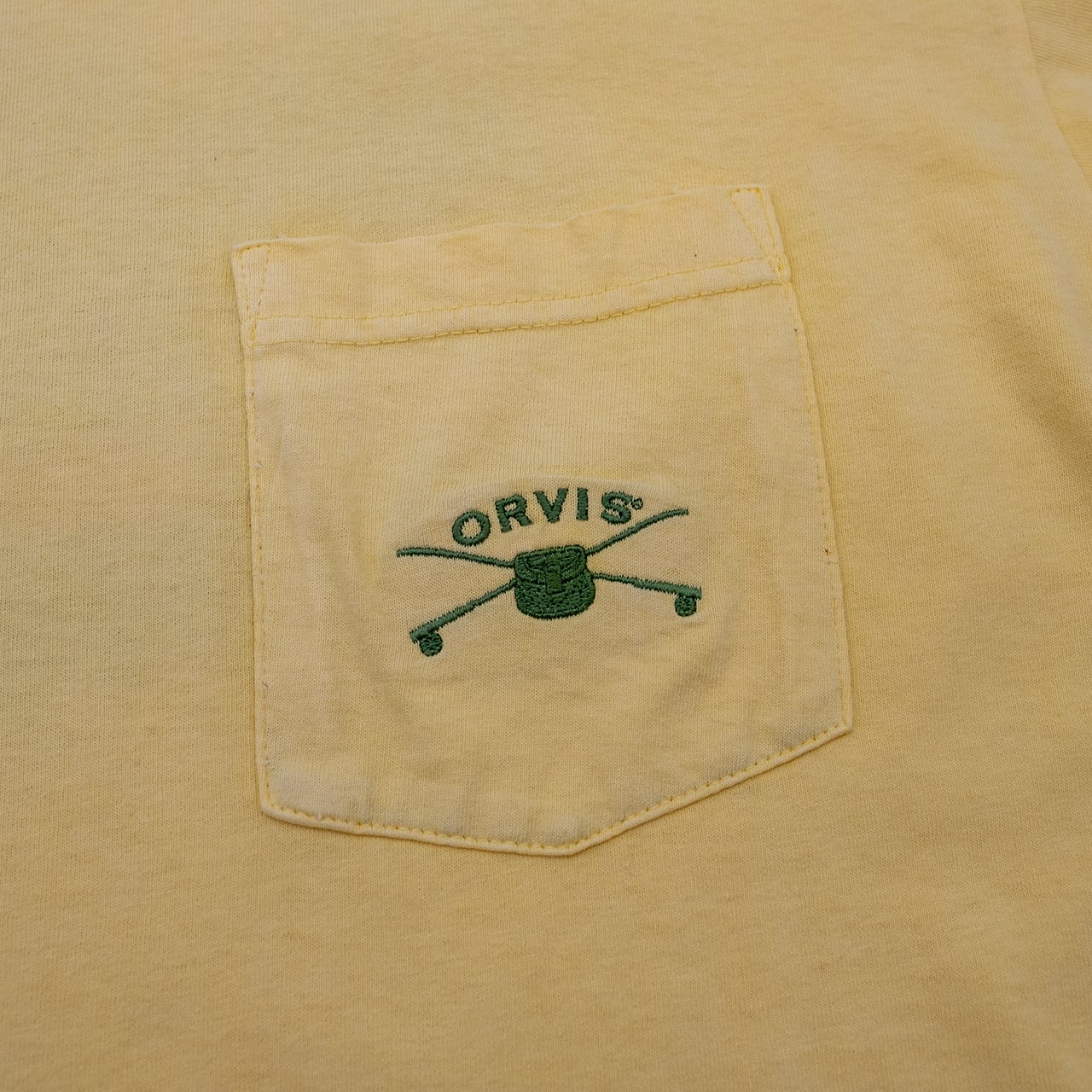 【USED】00s ORVIS "Rhodes Fly Shop" Brown Trout Graphic T-Shirt オービス トラウトプリントTシャツ