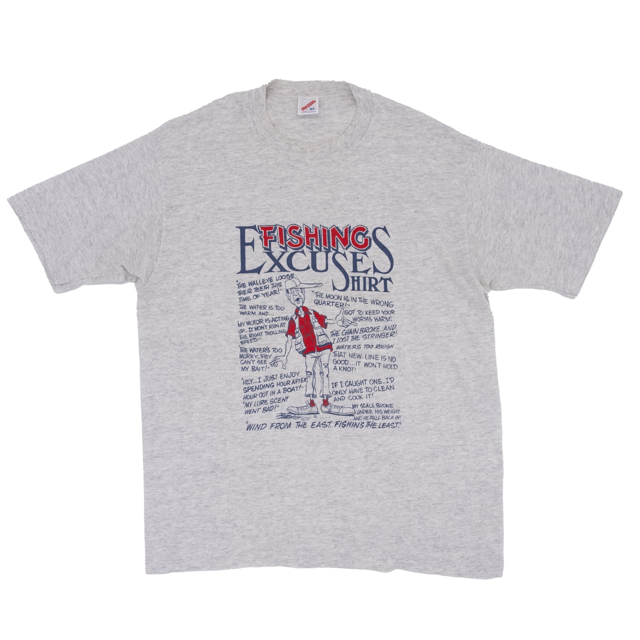【USED】90s Jerzees "FISHING EXCUSES" Printed T-Shirt