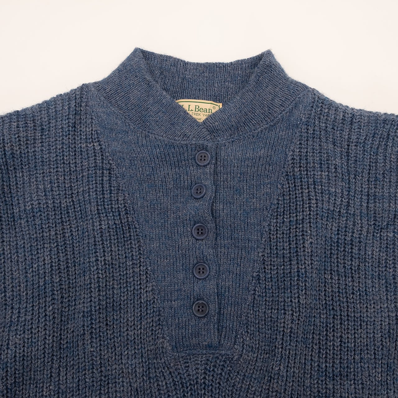 【USED】80s L.L.Bean Henley neck Sweater ヘンリーネックニットセーター made in USA