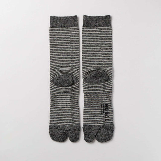 【DM便190円】NODAL Merino Wool Stripe Socks（Heather Charcoal） ノーダル メリノウール ストライプソックス ヘザーチャコール NDY06