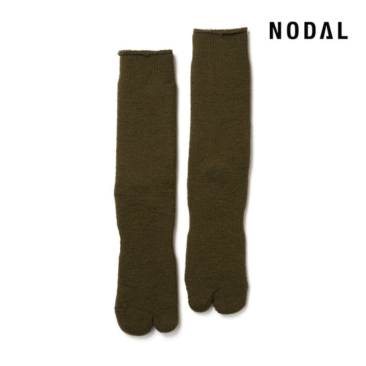 【DM便190円】NODAL Brushed Pile Socks（Army Green） 裏起毛のパイルソックス NDY10