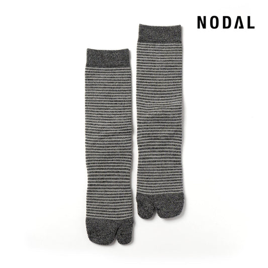 【DM便190円】NODAL Merino Wool Stripe Socks（Heather Charcoal） ノーダル メリノウール ストライプソックス ヘザーチャコール NDY06