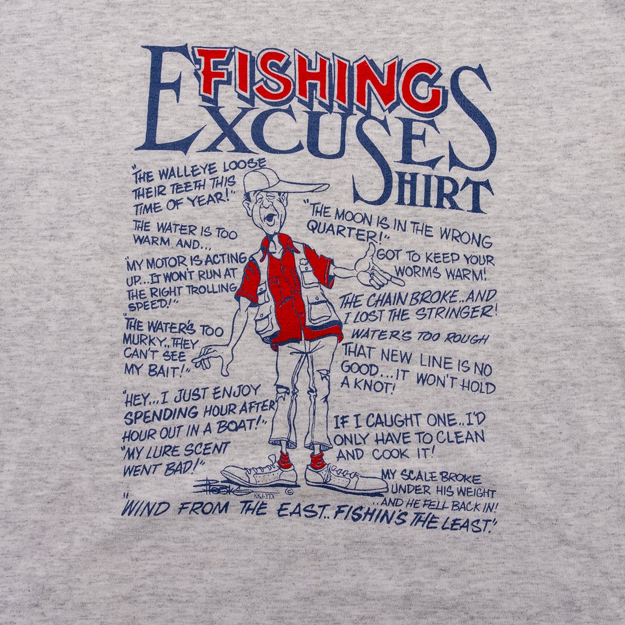 【USED】90s Jerzees "FISHING EXCUSES" Printed T-Shirt
