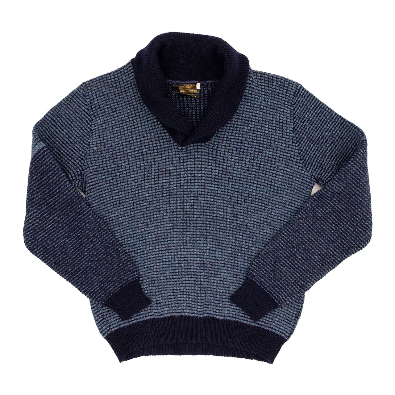 【USED】80s Eddie Bauer Shawl Collar Knit Sweater エディーバウアー ショールカラーニットセーター 黒タグ
